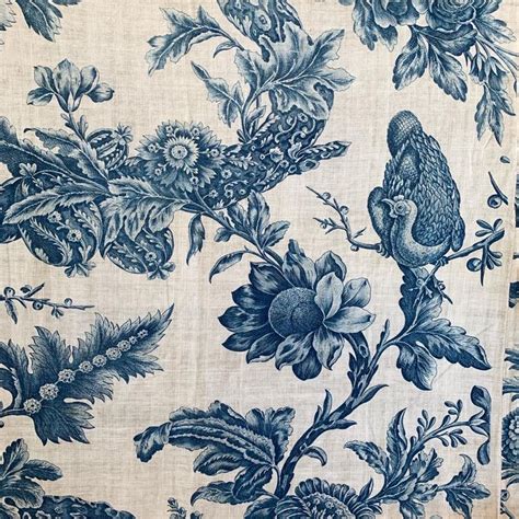 Antique Blue Toile Fabric Bromley Hall C1775 French Fabric Toile
