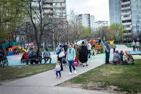 Moscow Russia May 1 2019 Colorful Playground On Yard In The Park Editorial Photography