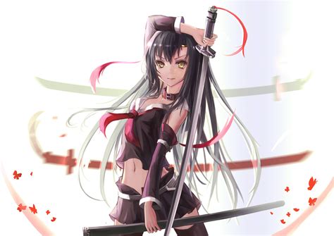 Anime Samurai Girl Dress Sword Long Hair Wallpapers Hd Desktop