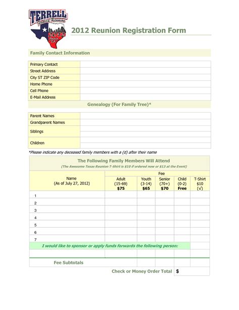 A family reunion registration form is a form that collects information on who will attend the family this fascinating family reunion registration form contains form fields that ask for the registrant's. family reunion registration template - Google Search | Family reunion registration, Family ...