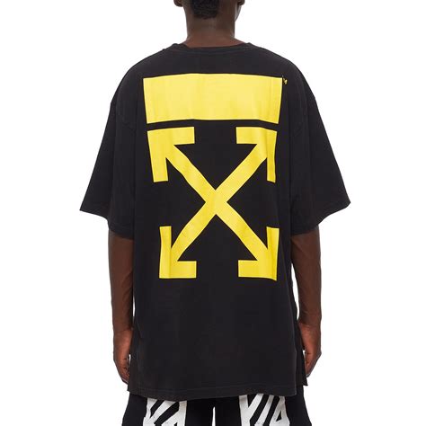 Off White Co Virgil Abloh Arrows Cotton T Shirt In Black Yellow For