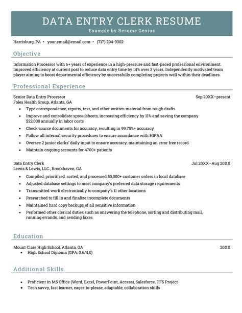 Data Entry Resume Sample How To Write Resume Genius