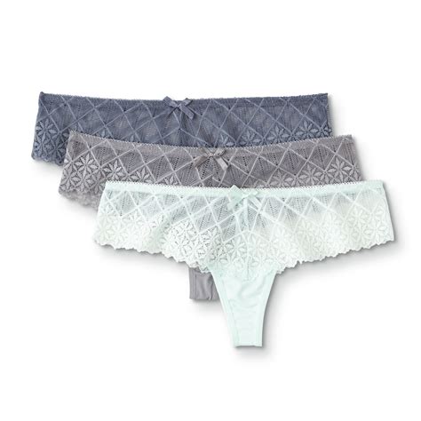 Jaclyn Smith Womens 3 Pack Lace Thong Panties