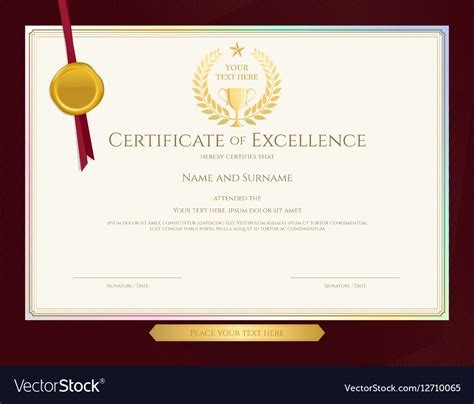 Elegant Certificate Template For Excellence Vector Image