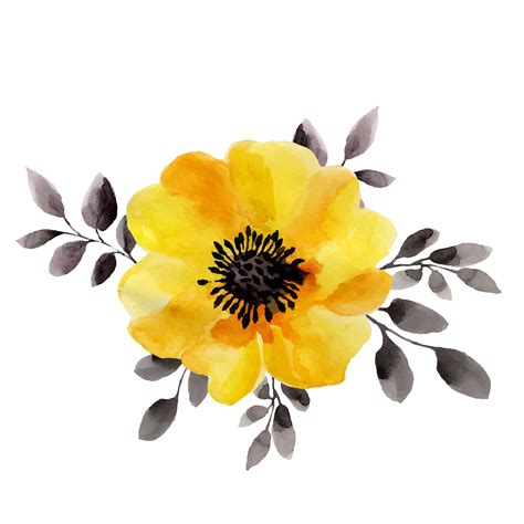 Rama De Acuarela Y Flores Amarillas Descargar Png Svg Transparente My
