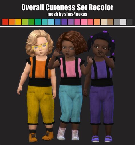 Overall Cuteness Set Recolor For Toddlers At Maimouth Sims4 Sims 4