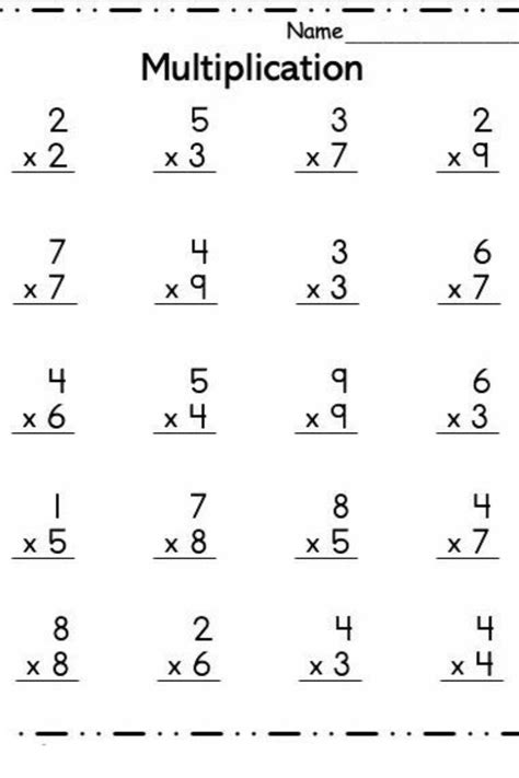 Multiplication Basic Facts 2 3 4 5 6 7 8 9 Times Tables Eight