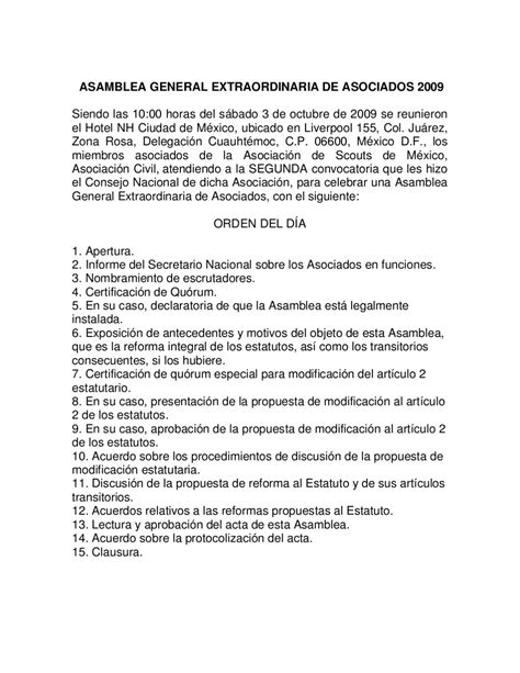 Acta De La Asamblea Extraordinaria De Asociados By Amilcar Su Rez