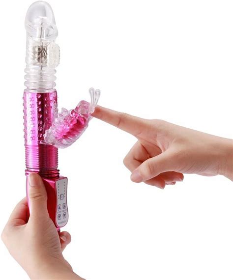 Rechargeable G Spot Pearl Vibrator Dildo Thrusting Rabbit Sex Toy For Women
