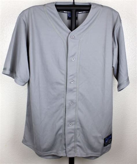 Gray Plain Baseball Jersey By Decky Athletics Polyester Button Up New L