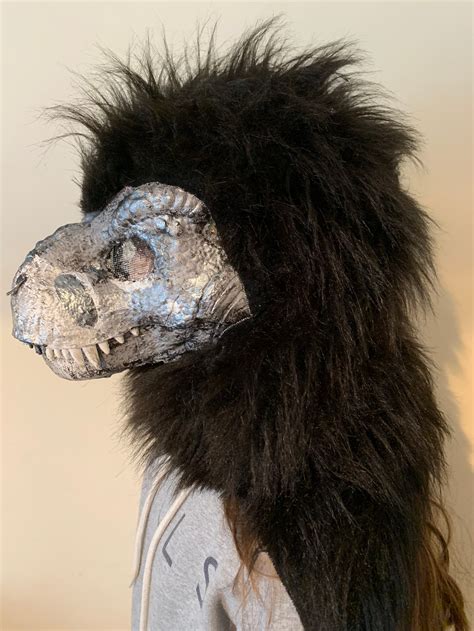 Furry Raptor Dino Mask Etsy Uk