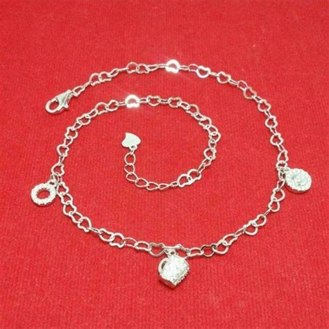 Jual Gelang Kaki Rantai Nori Perak Silver 925 Lapis Emas Putih