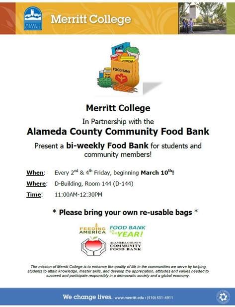 (apparently their hq/warehouse building is entirely paid for!) i volunteered there for the first time recently, sorting food in their warehouse. Alameda County Food Bank to Deliver Fresh Food on March 10 ...