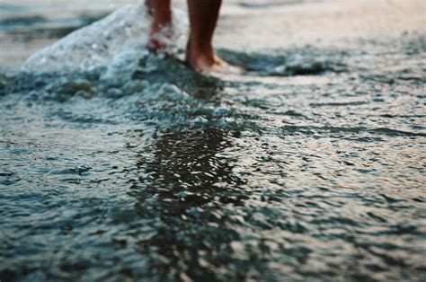 Human Feet Walking In Water By Grace Oda