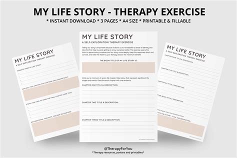 Life Story Narrative Therapy Printable Interactive Worksheet Etsy