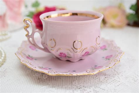 Vintage Tea Cup Set Floral Porcelain Slav Porcelain Pink Tea Etsy Pink Tea Cups Tea Cups