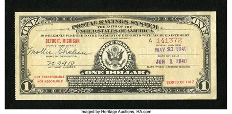 Postal Savings System Series 1917 1 Very Fine Total 3 Lot