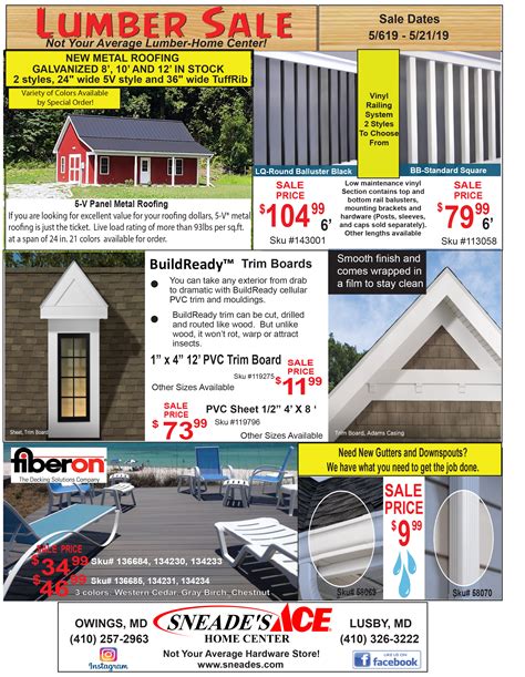 May Lumber Ad 2019rev Sneades Ace Home Centers
