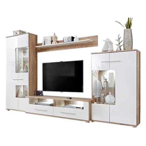 Suited for those in need of living room storage space. Modern 2 Entertainment Center Wall Unit TV Stand with LED ...