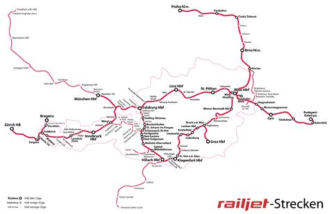 Map of the ÖBB Austrian Railways Railjet network r MapPorn