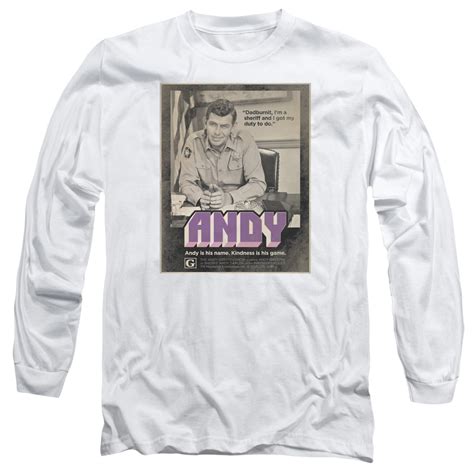 Trevco Andy Griffith Show And Andy Adult 18 1 Long Sleeve T Shirt White Extra Large