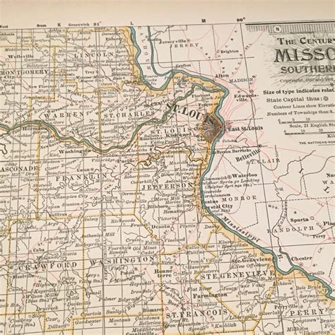 Antique Map Of Southern Missouri 1902 Century Atlas Map Etsy