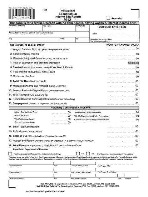 Mississippi Tax S 2012 2024 Form Fill Out And Sign Printable Pdf