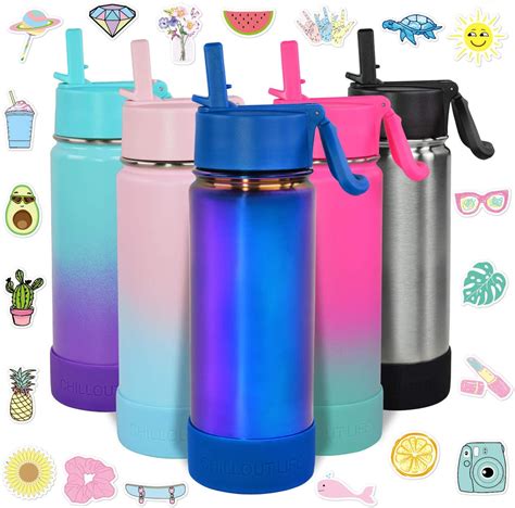 Chillout Life 17 Oz Insulated Water Bottle With Straw Lid For Kids And