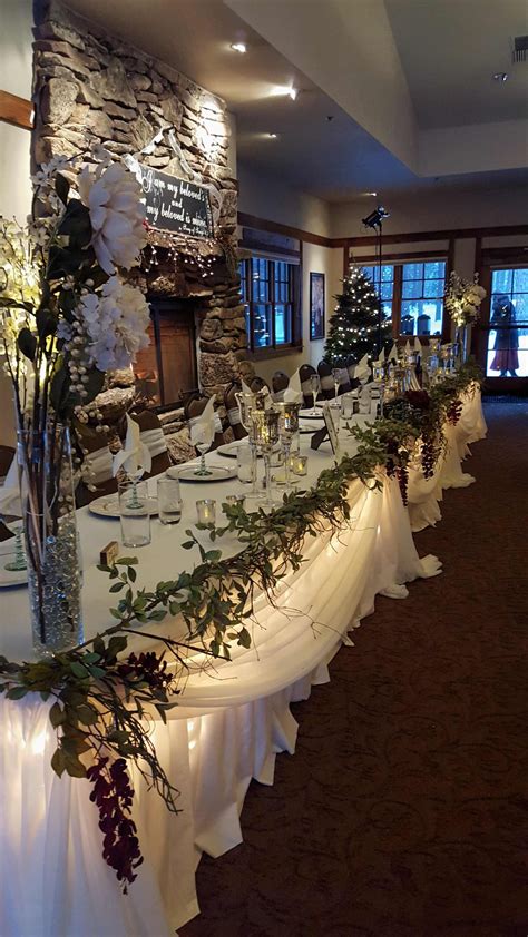 Bridal Party Table Winter Wedding Table Decor Fivepine Lodge Wedding
