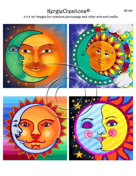 Sun And Moon Printable Digital Collage Sheet 12 X 4 Inch Moon Projects