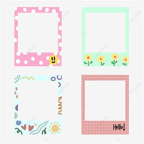 Cute Polaroid Frame Png Picture Set Of Cute Colorful Polaroid Frame