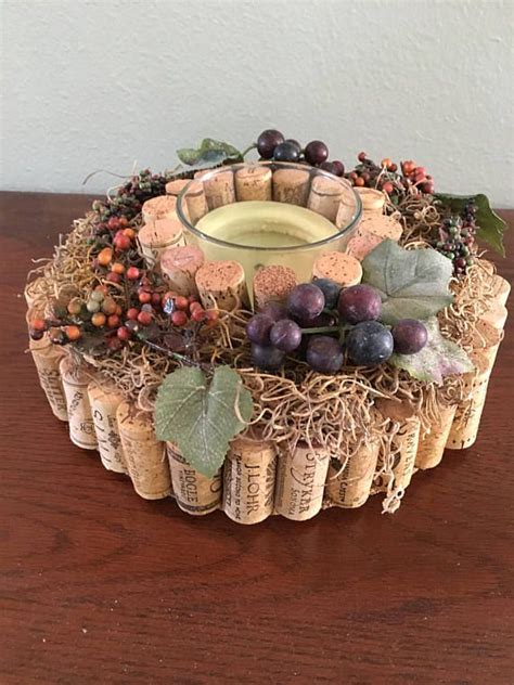 10 Wreath Wine Cork Candle Wreath Table Centerpiece Cork Candle Holder