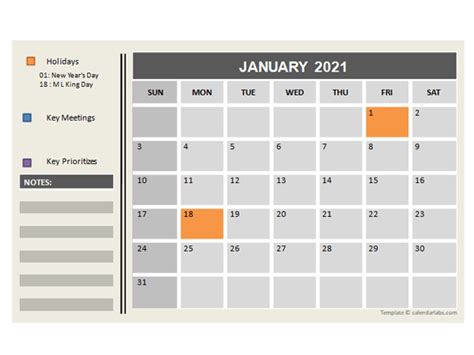 2021 Powerpoint Calendar With Holidays Free Printable Templates