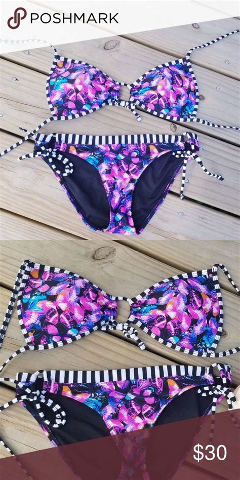 🦋sale🦋2 Piece Butterfly Bikini Really Cute Butterfly Print And Black