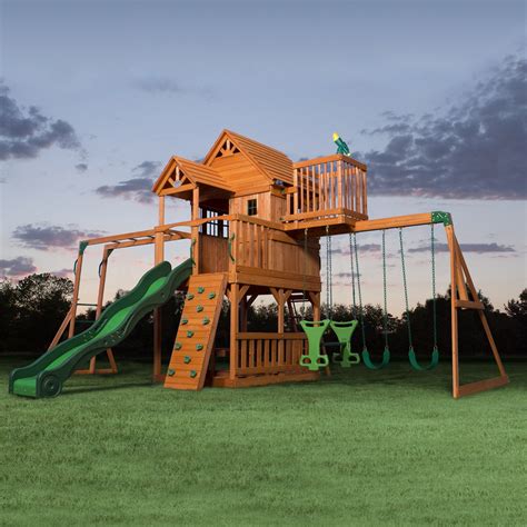 Well, good news, we've tested dozens of wooden and metal playsets evaluating them based on build quality, design, and durability. Backyard Discovery Skyfort All Cedar Swing Set & Reviews ...