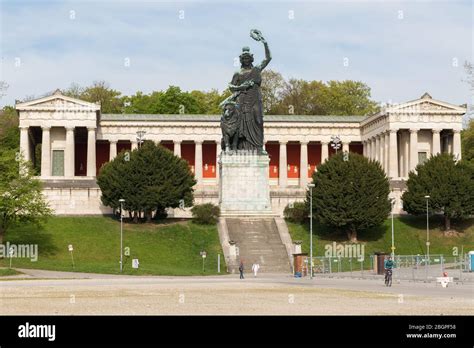 Front View Of Bavaria Statue And Ruhmeshalle Hall Of Fame The