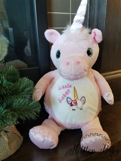 Personalized Unicorn Baby Stuffed Animal Birth Announcement Girl Baby