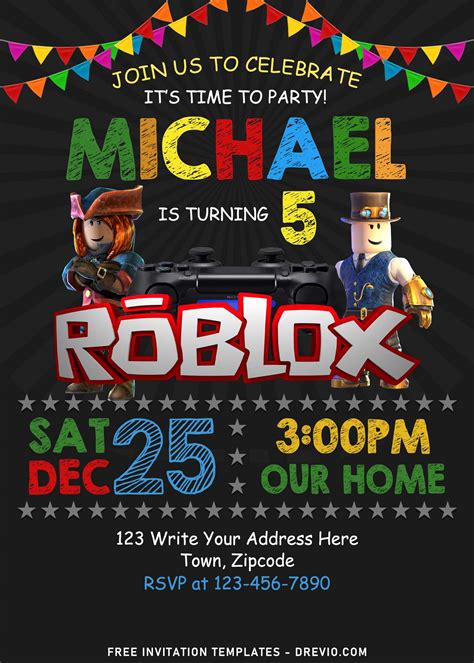 8 Chalkboard Roblox Birthday Invitation Templates Download Hundreds