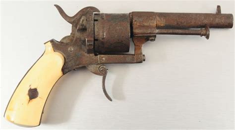 Antique Pinfire Revolver With Ivory Grips