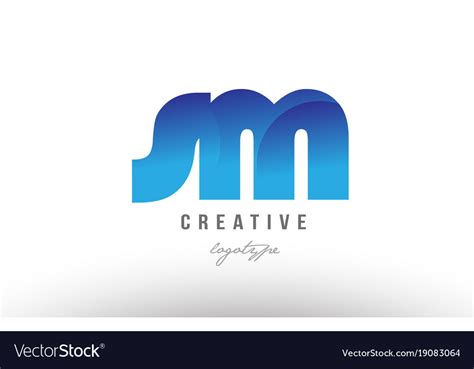 Blue Gradient Sm S M Alphabet Letter Logo Vector Image