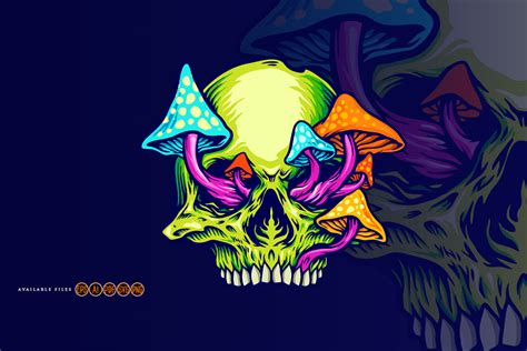 Trippy Mushroom Skull Logo Graphic Grafik Von Artgrarisstudio