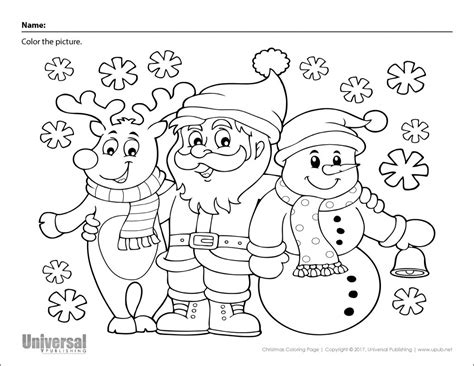 You've come to the right place! Christmas Coloring Page Santa Reindeer Snowman - Universal ...