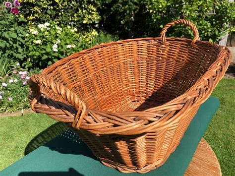 Lovely Xl Vintage Wicker Log Basket Toy Laundry Basket With Handles