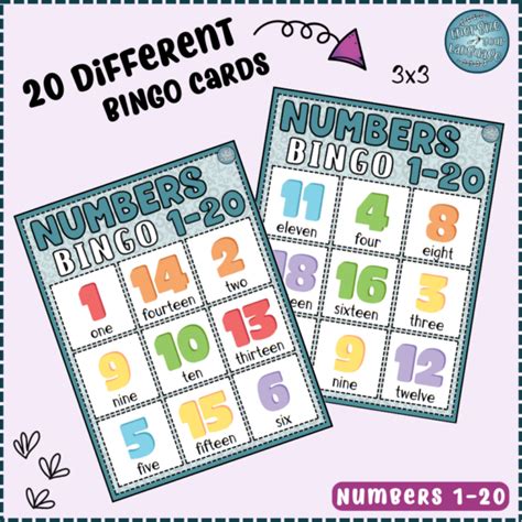Numbers 1 20 Bingo Game Mācību Materiāli