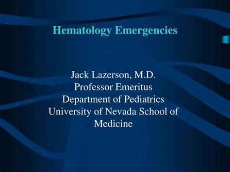 Ppt Hematology Emergencies Powerpoint Presentation Free Download