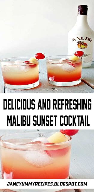 10 · these malibu sunset cocktails are incredibly simple to prepare and refreshing in taste! Delicious and refreshing Malibu sunset cocktail ...