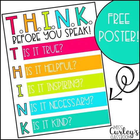 🚨freebie alert 🚨snag this t h i n k before you speak poster in my store for free by clicking