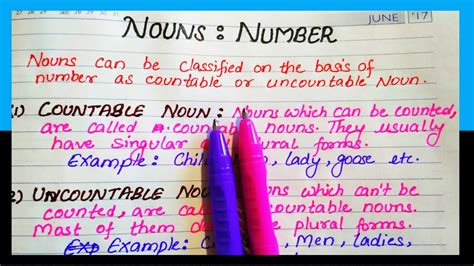 Number In Noun In English Grammar Nouns Number In English Youtube