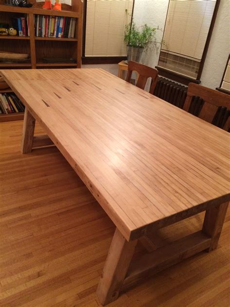 farmhouse table  bowling alley top ana white