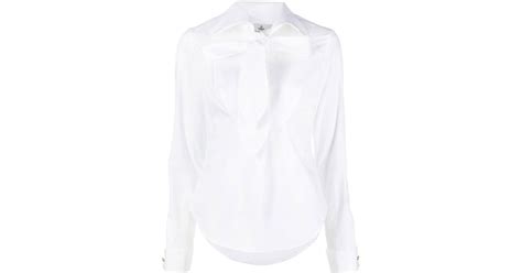 Vivienne Westwood Cotton Orb Logo Pussy Bow Shirt In White Lyst Canada